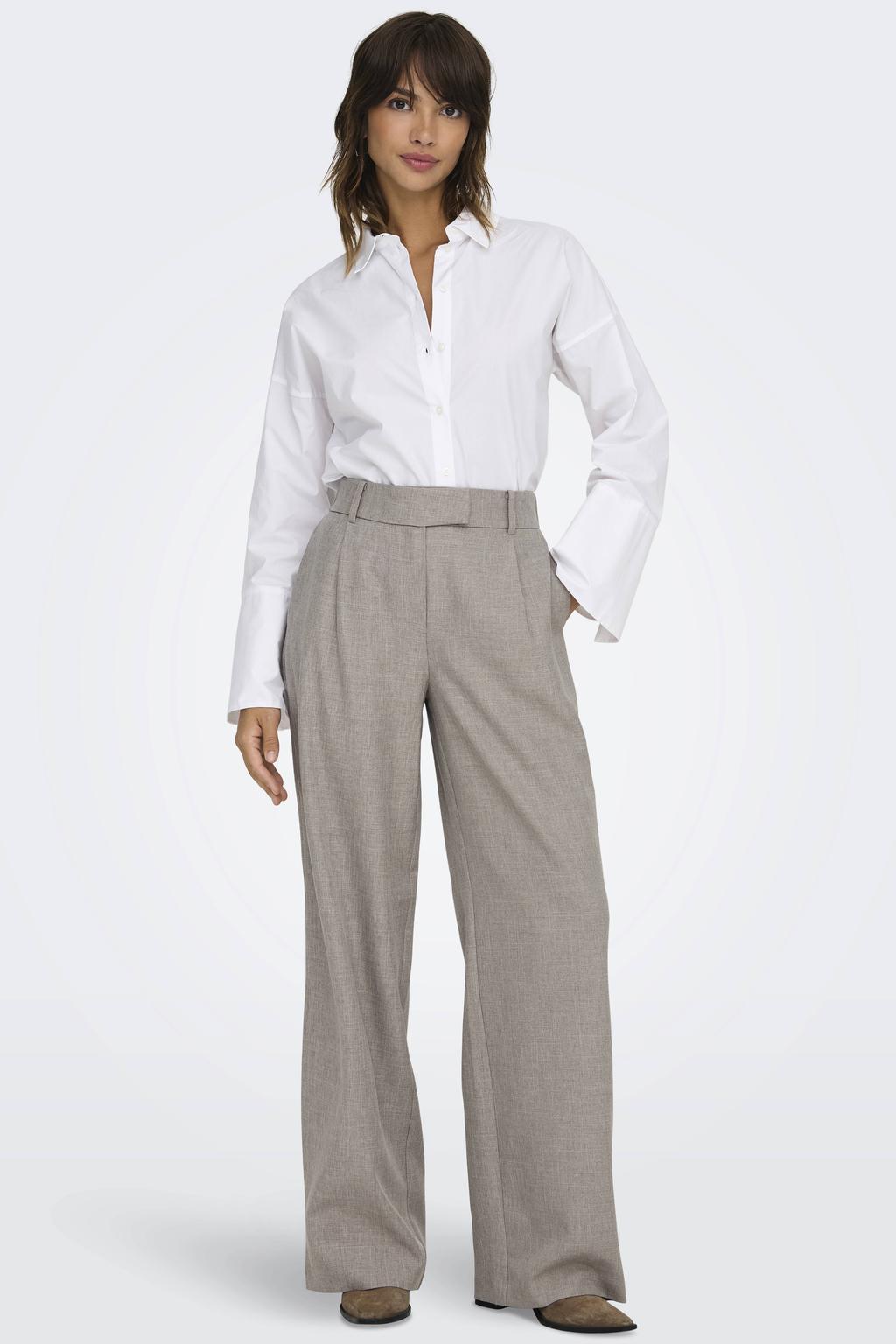 ONLY straight high waist pantalon zand