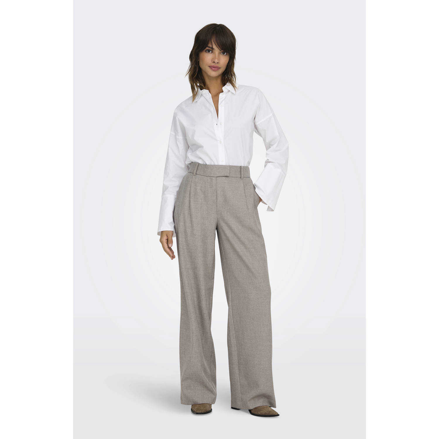 ONLY straight high waist pantalon zand