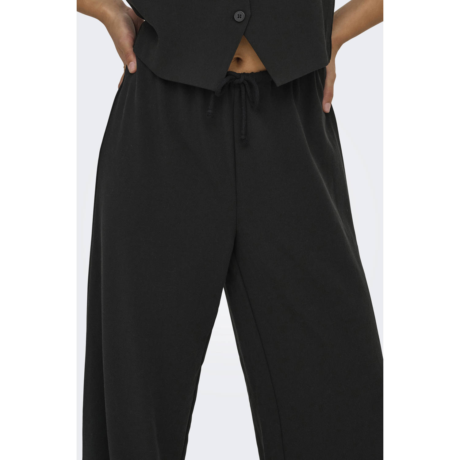 ONLY wide leg regular waist casual broek zwart
