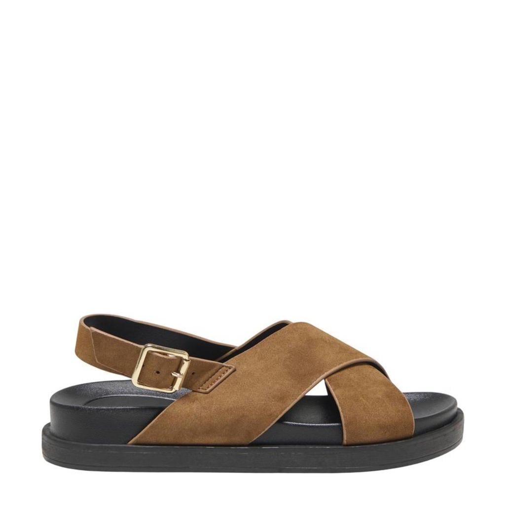 Cognackleurige dames ONLY Onlminnie-2 Pu Slingback Sandal Noos sandalen van imitatiesuède met gesp