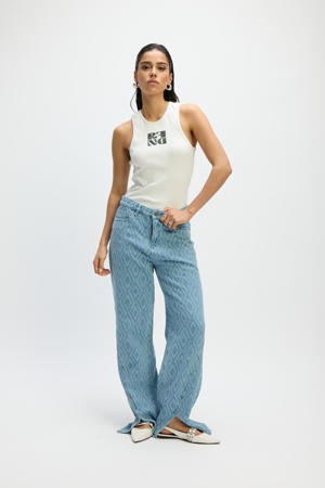 wide leg jeans medium blue denim