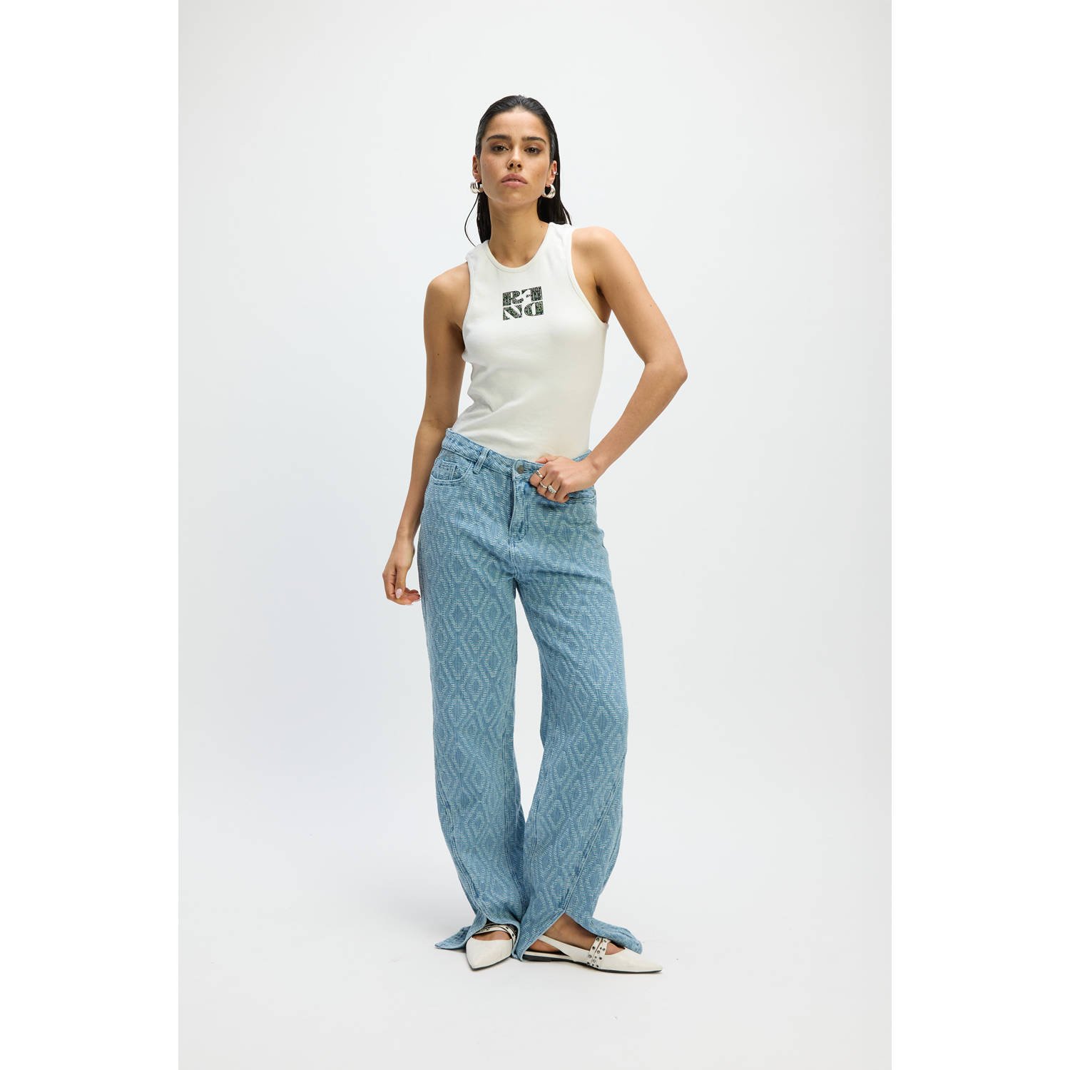 Refined Department wide leg jeans medium blue denim