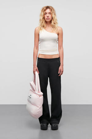 wide leg regular waist broek zwart