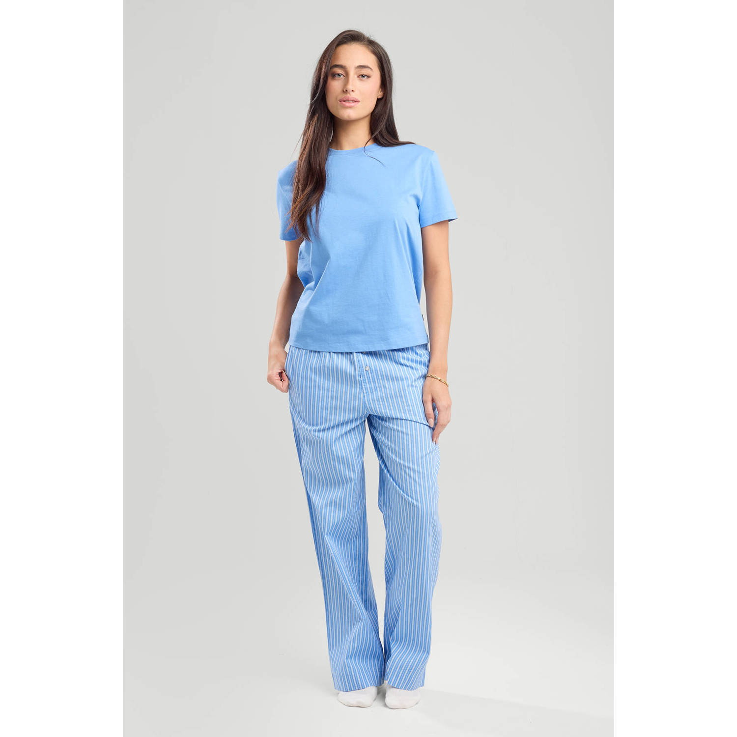 America Today pyjamabroek Loan blauw wit