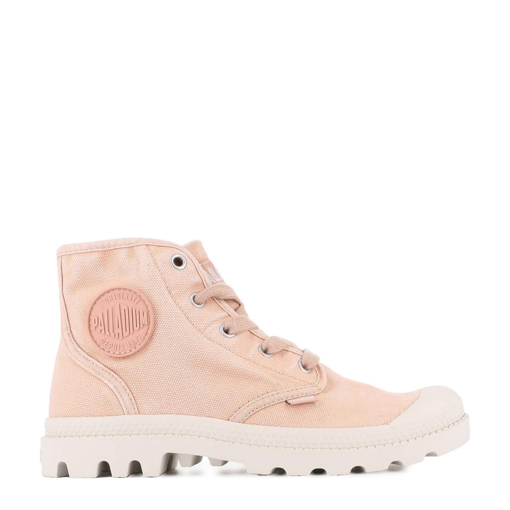Lichtroze dames Palladium Pampa Hi sneakers van textiel met veters