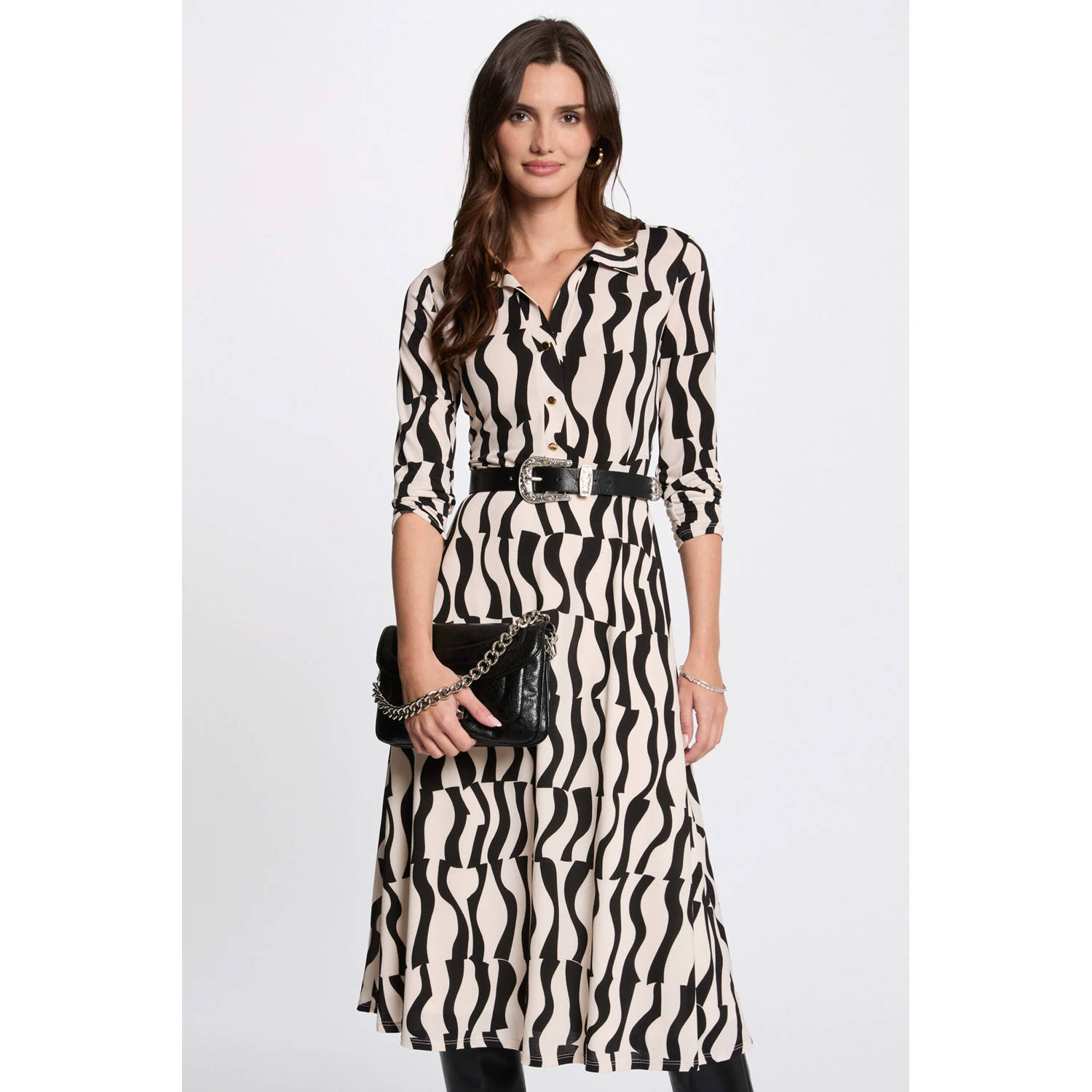 Morgan midi jurk ecru