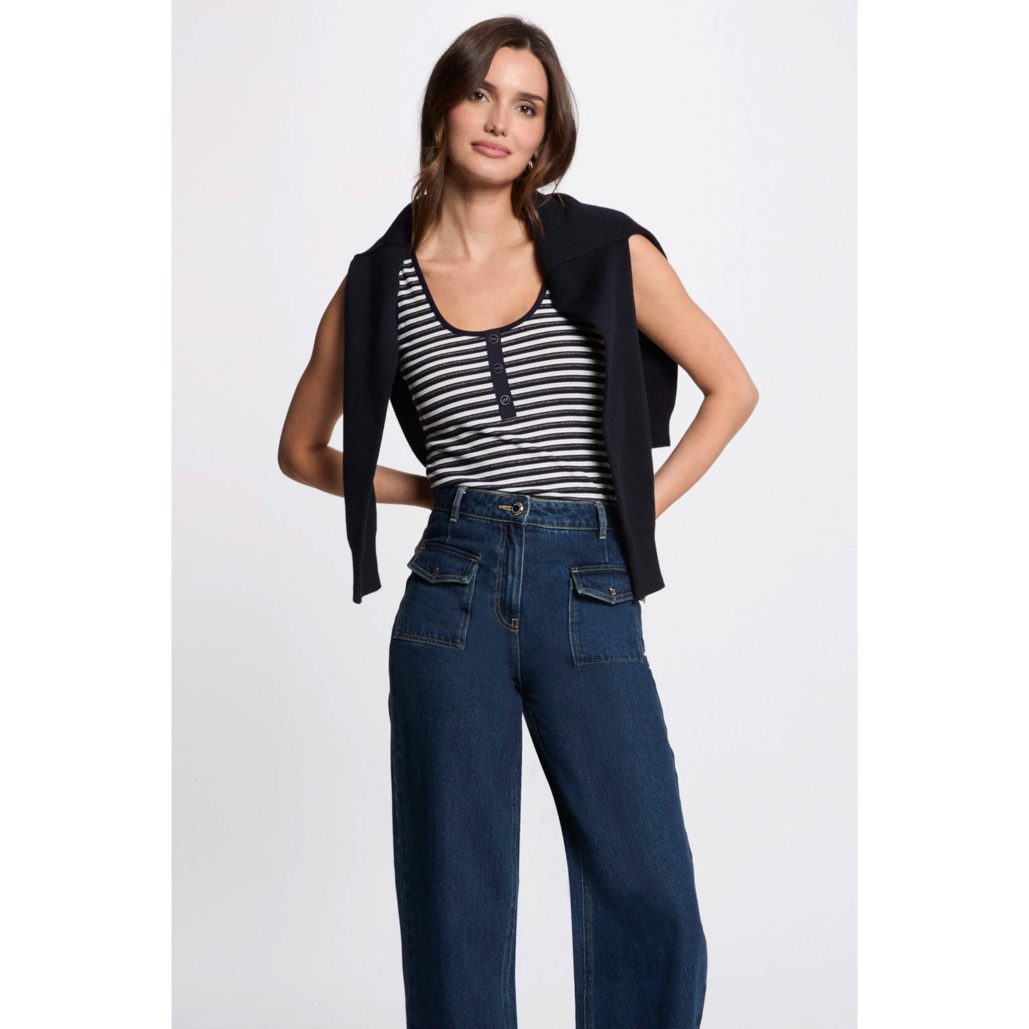 Morgan top marine met lurex