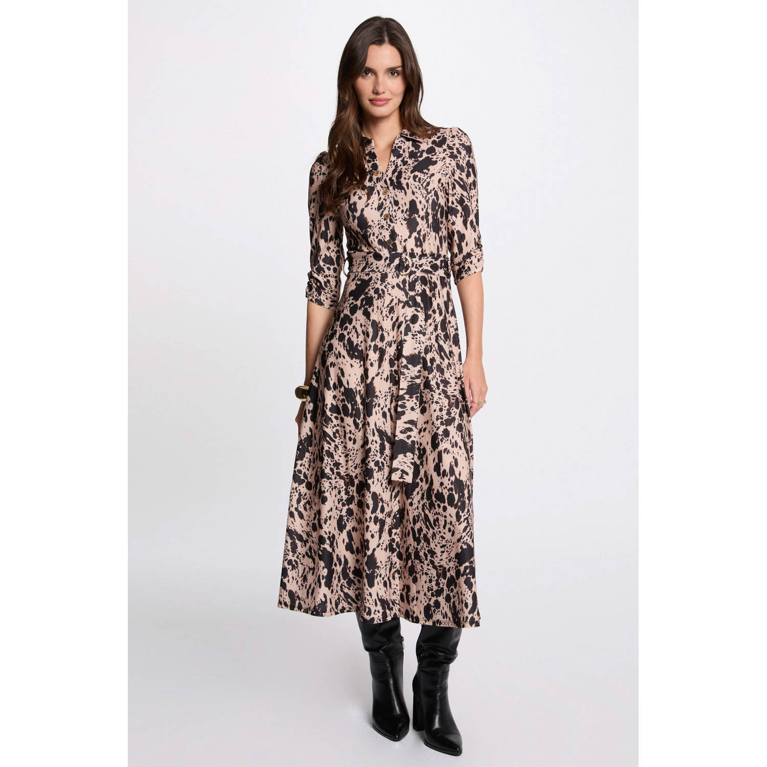 Morgan midi jurk lichtroze
