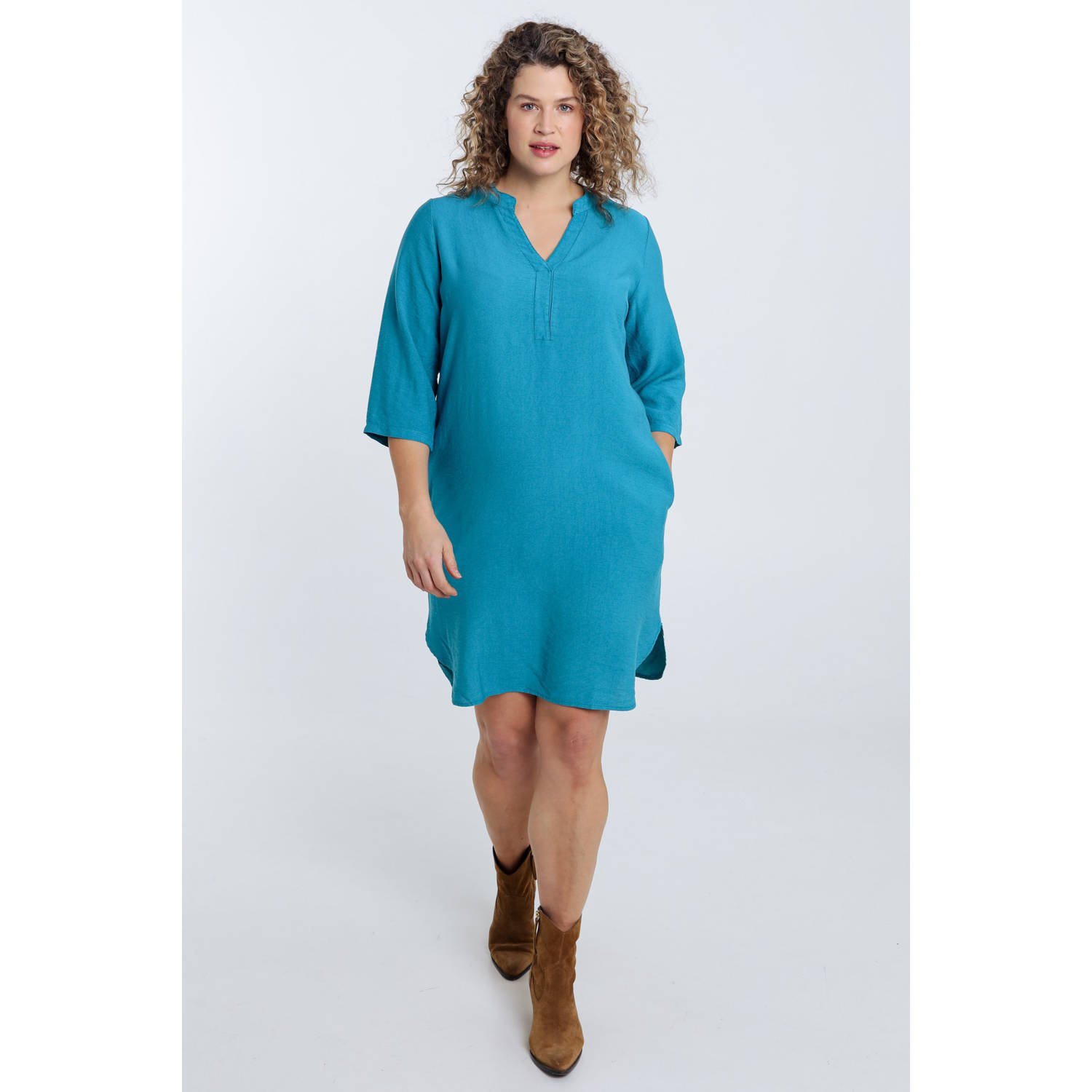 Paprika A-lijn jurk blauw