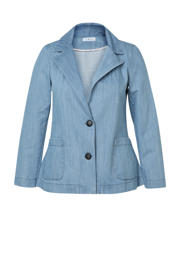 thumbnail: Light blue denim dames Paprika regular blazer met effen, lange mouwen, reverskraag en knoopsluiting