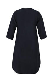 thumbnail: Marineblauwe dames Paprika A-lijn jurk van viscose met effen, korte mouwen, V-hals en split