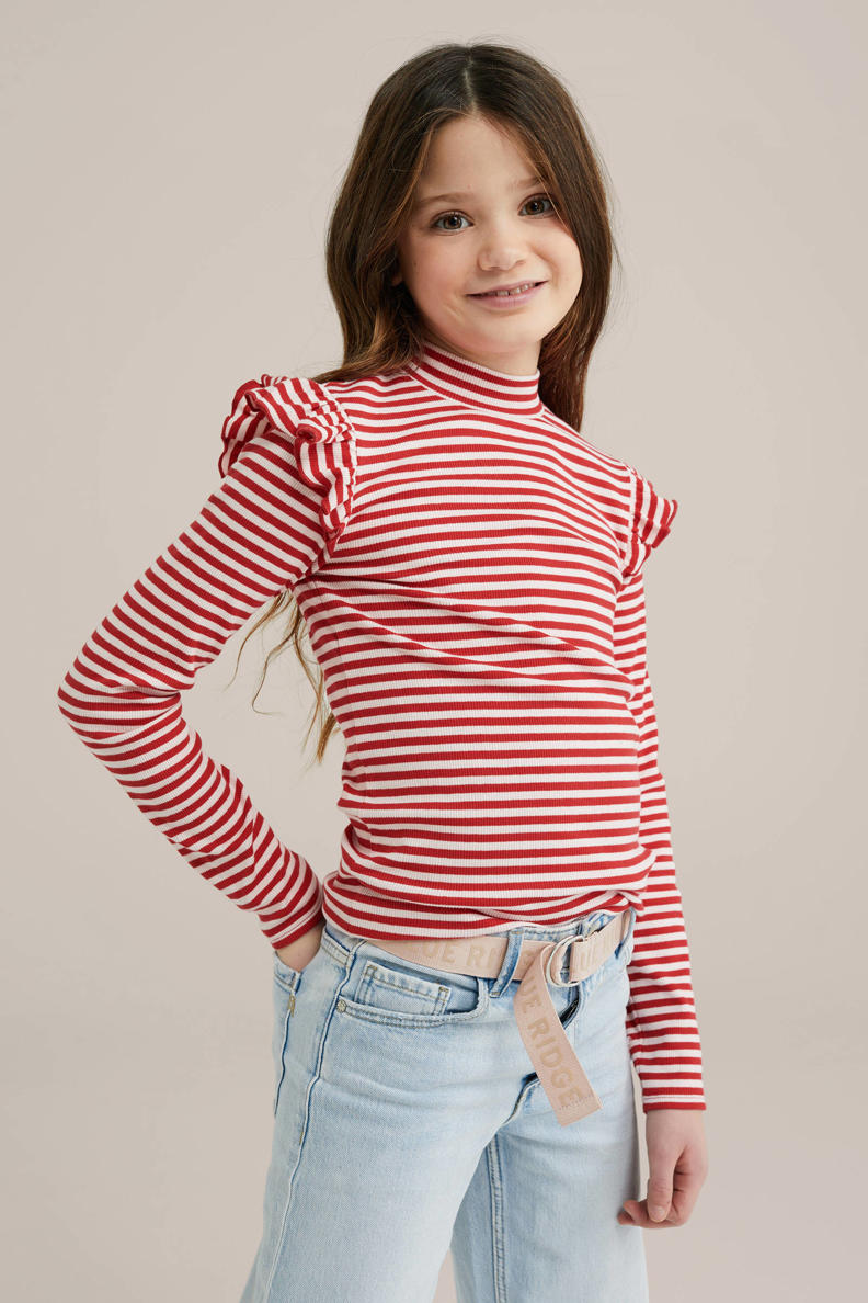 WE Fundamentals longsleeve rood/wit | wehkamp