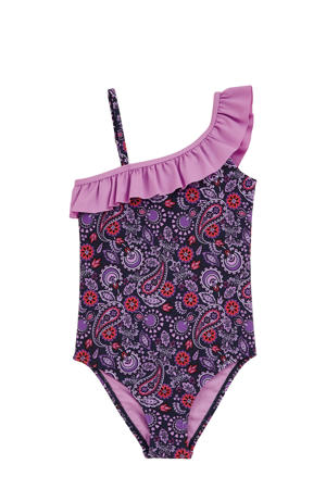 badpak one shoulder donkerpaars/lila/roze