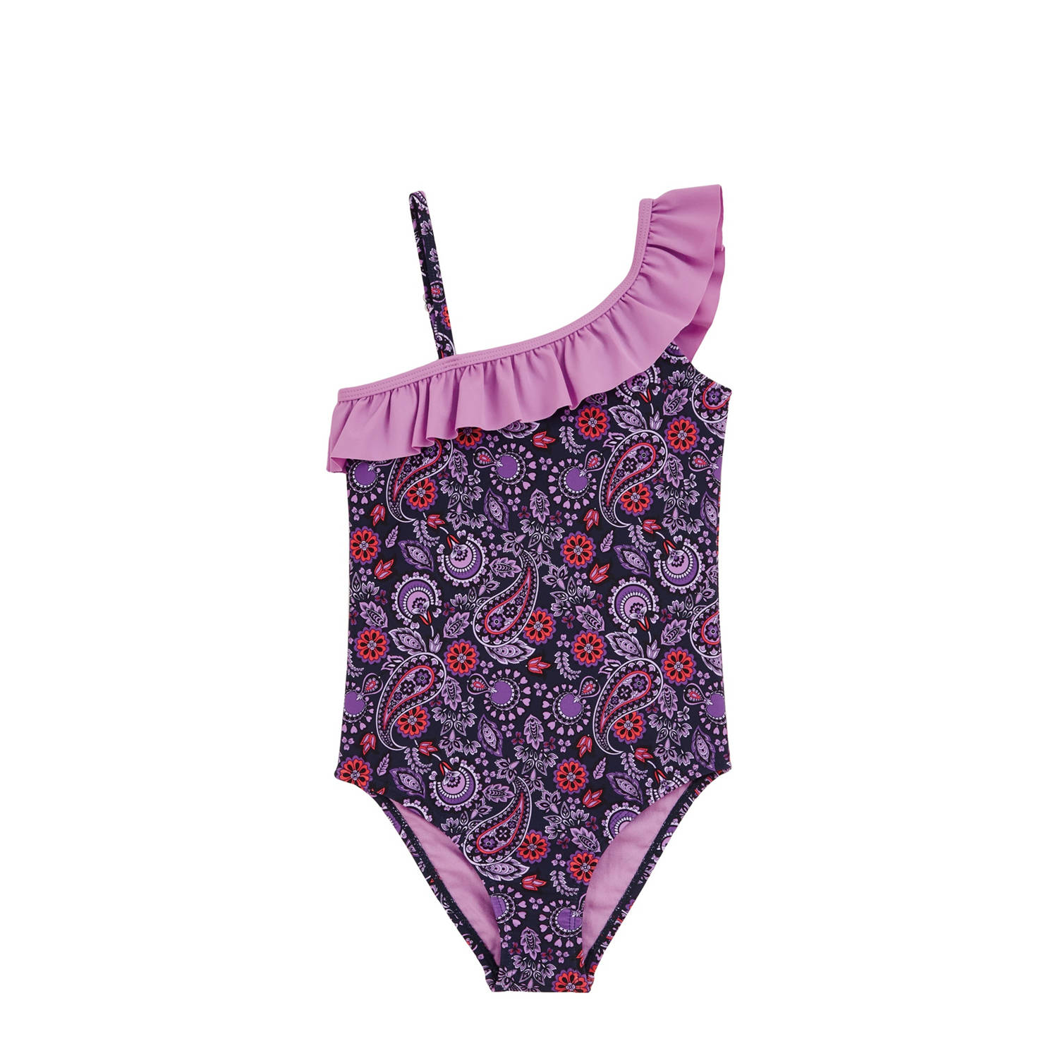 WE Fashion badpak one shoulder donkerpaars lila roze