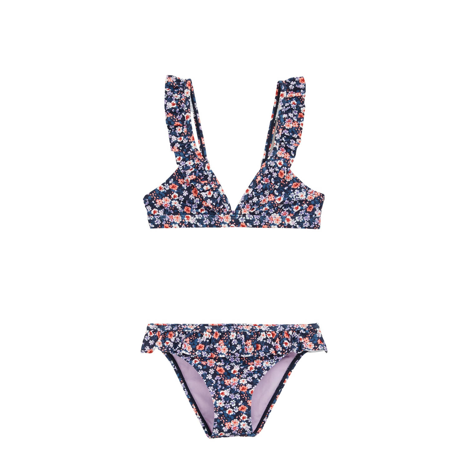 WE Fashion bikini donkerblauw lila oranje