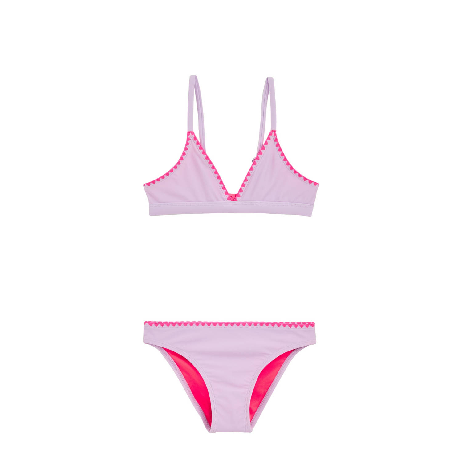 WE Fashion Bikini met contraststiksel lichtroze neon roze