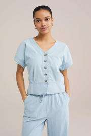 thumbnail: WE Fashion Blue Ridge top lichtblauw gestreept
