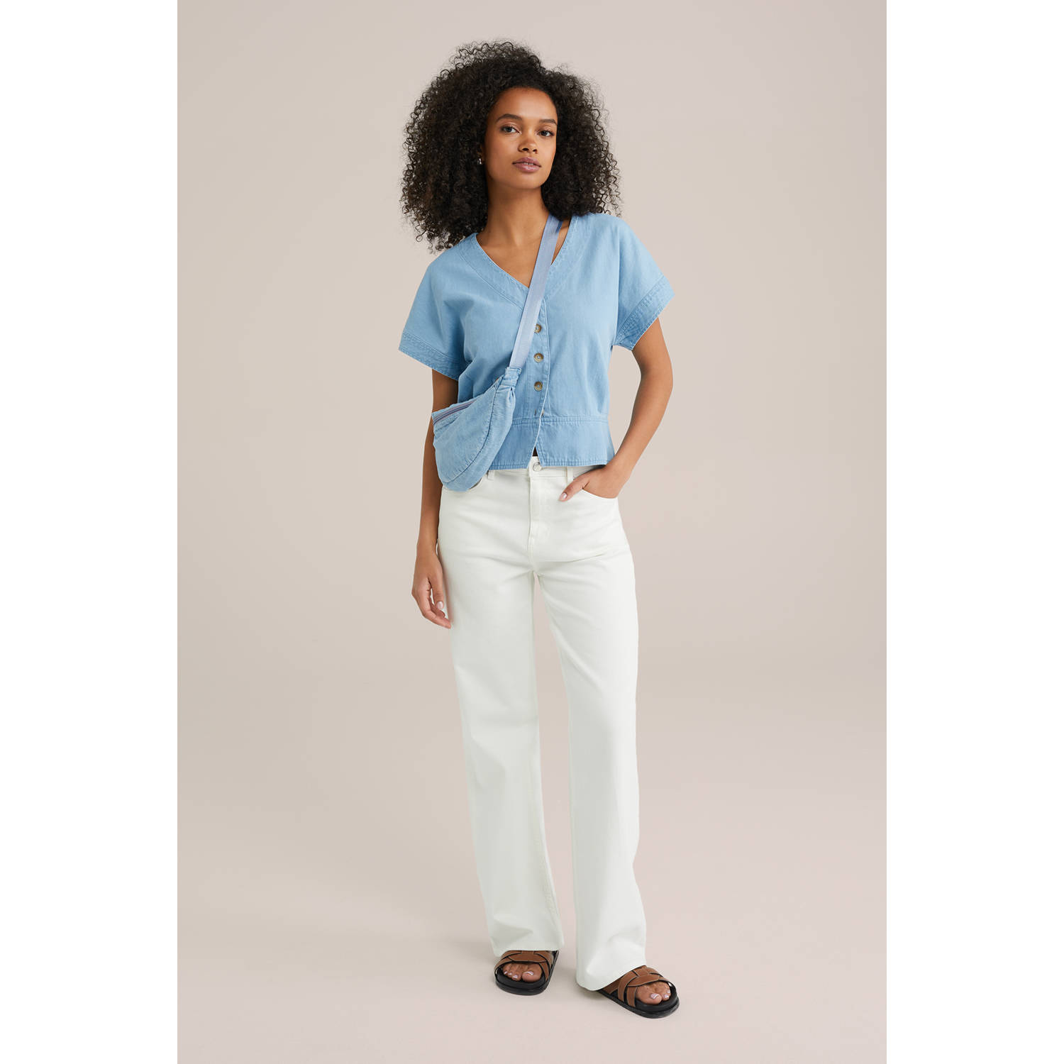 WE Fashion Blue Ridge top light blue denim