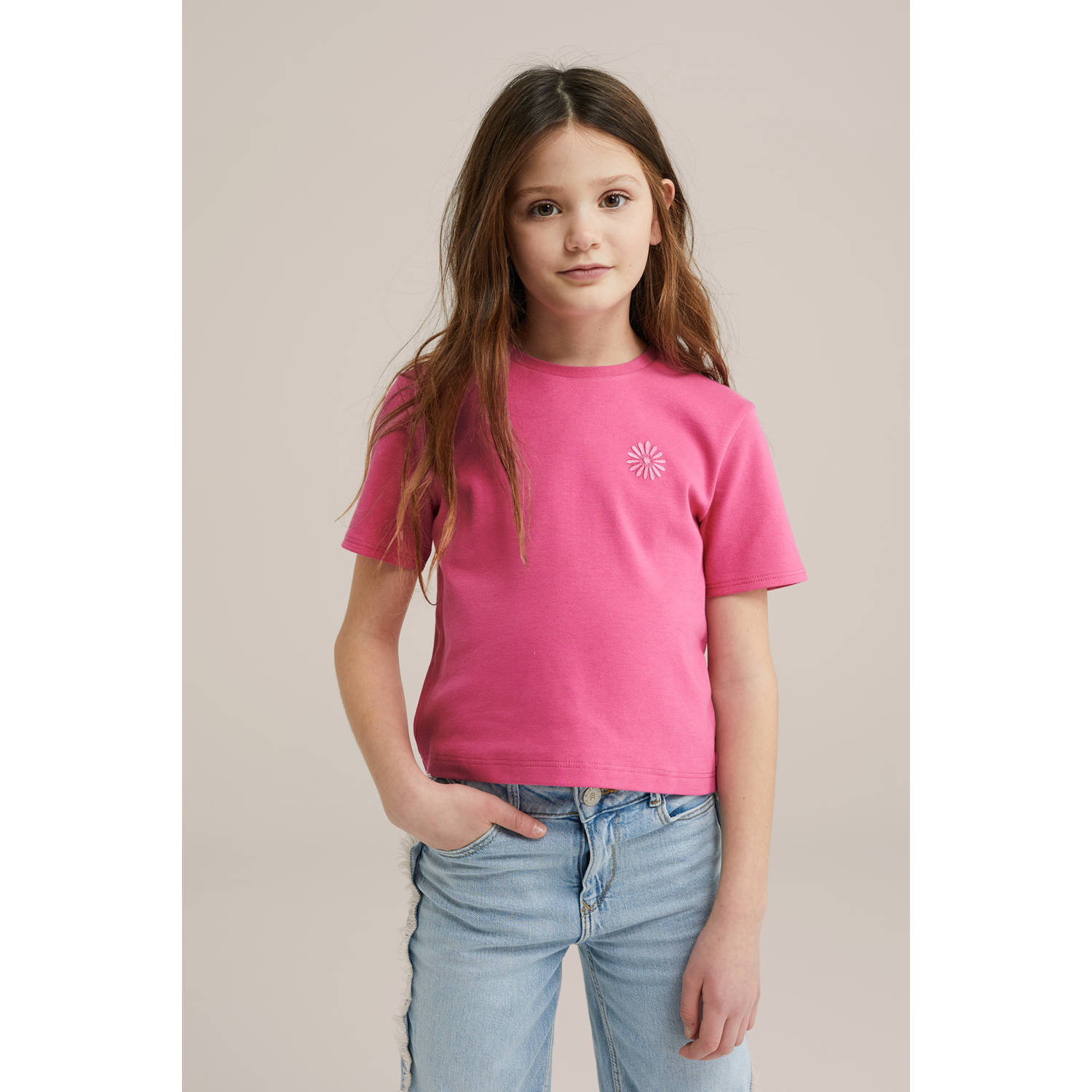 WE Fashion T-shirt (set van 2) roze
