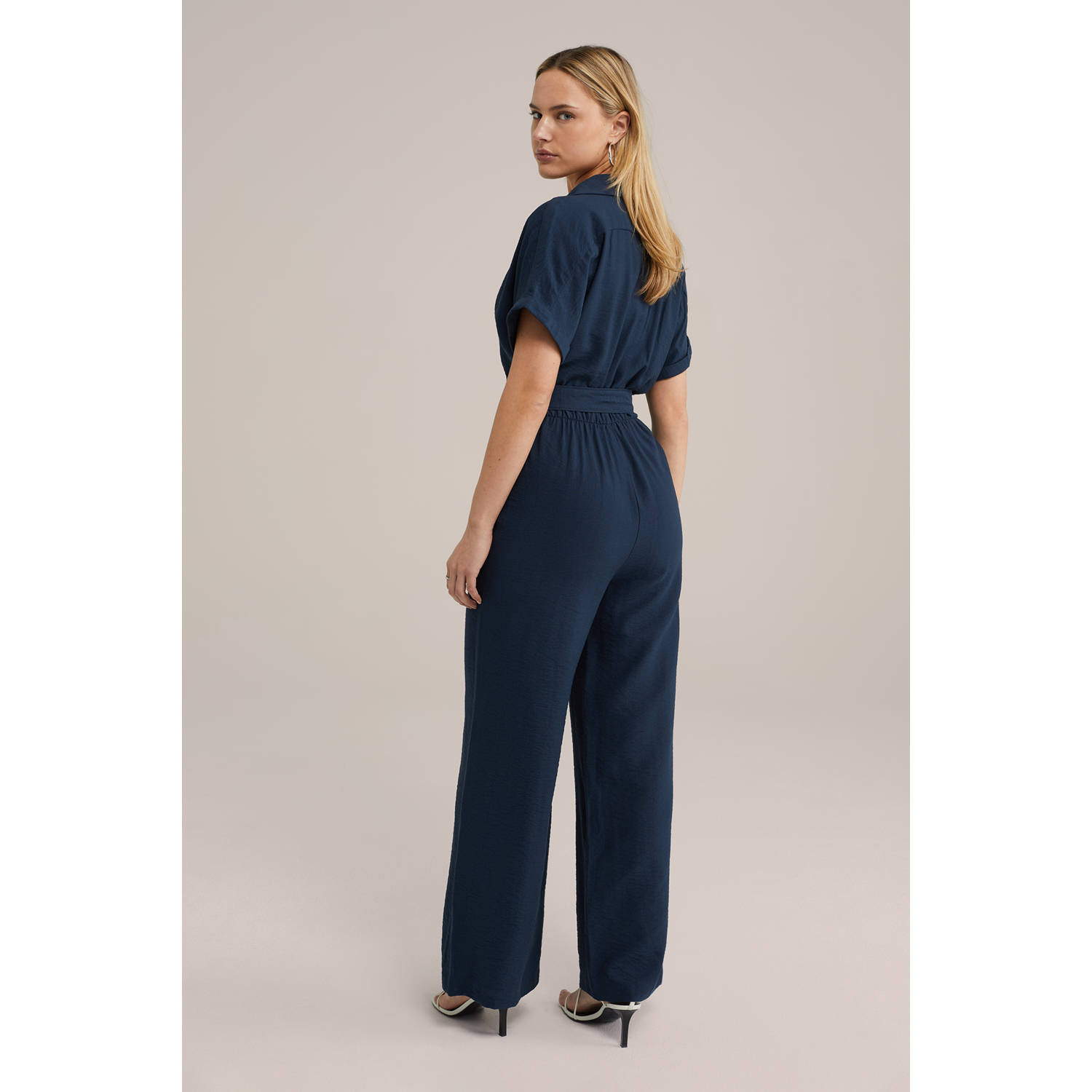 WE Fashion straight jumpsuit donkerblauw