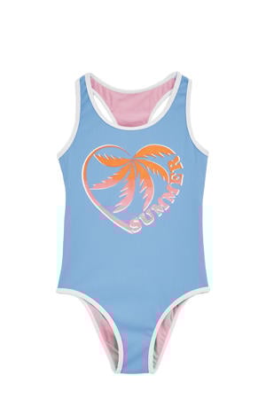 Racerback badpak lichtblauw/roze/oranje