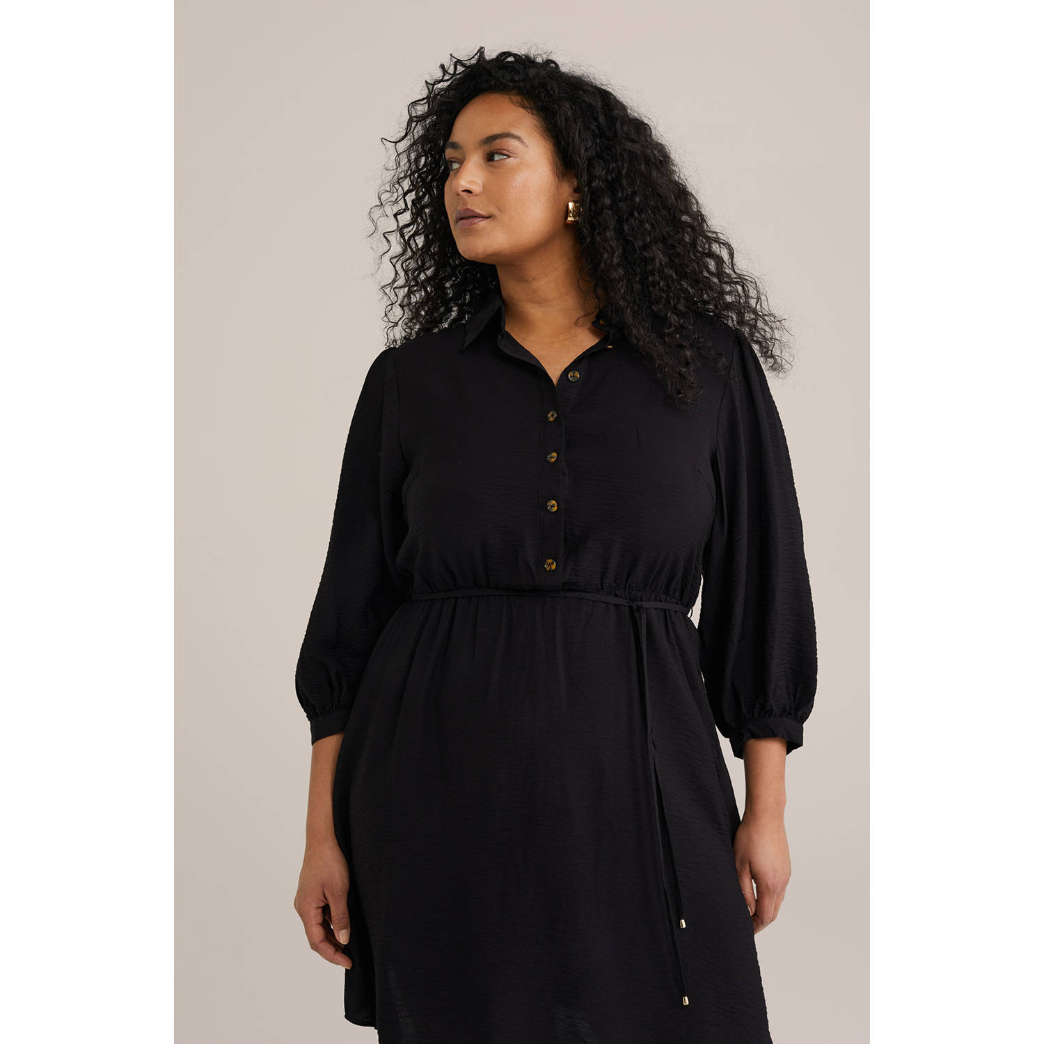 WE Fashion Curve korte jurk zwart
