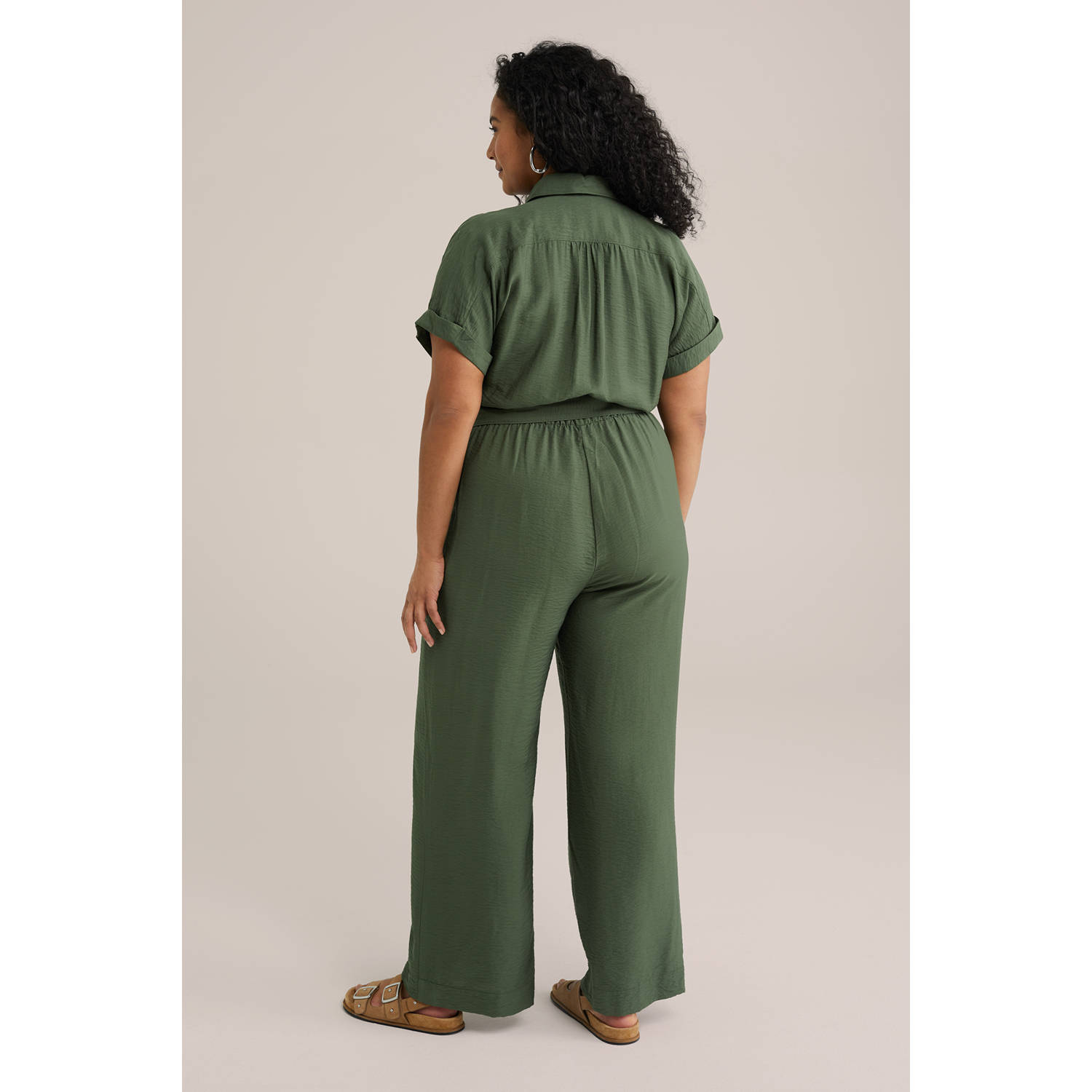WE Fashion Curve straight jumpsuit kaki