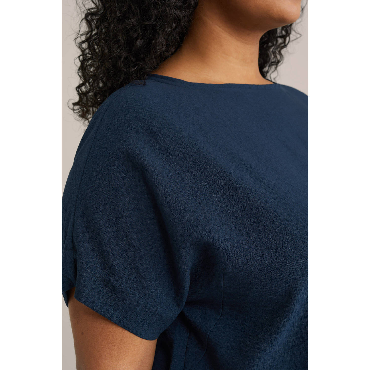 WE Fashion Curve top donkerblauw