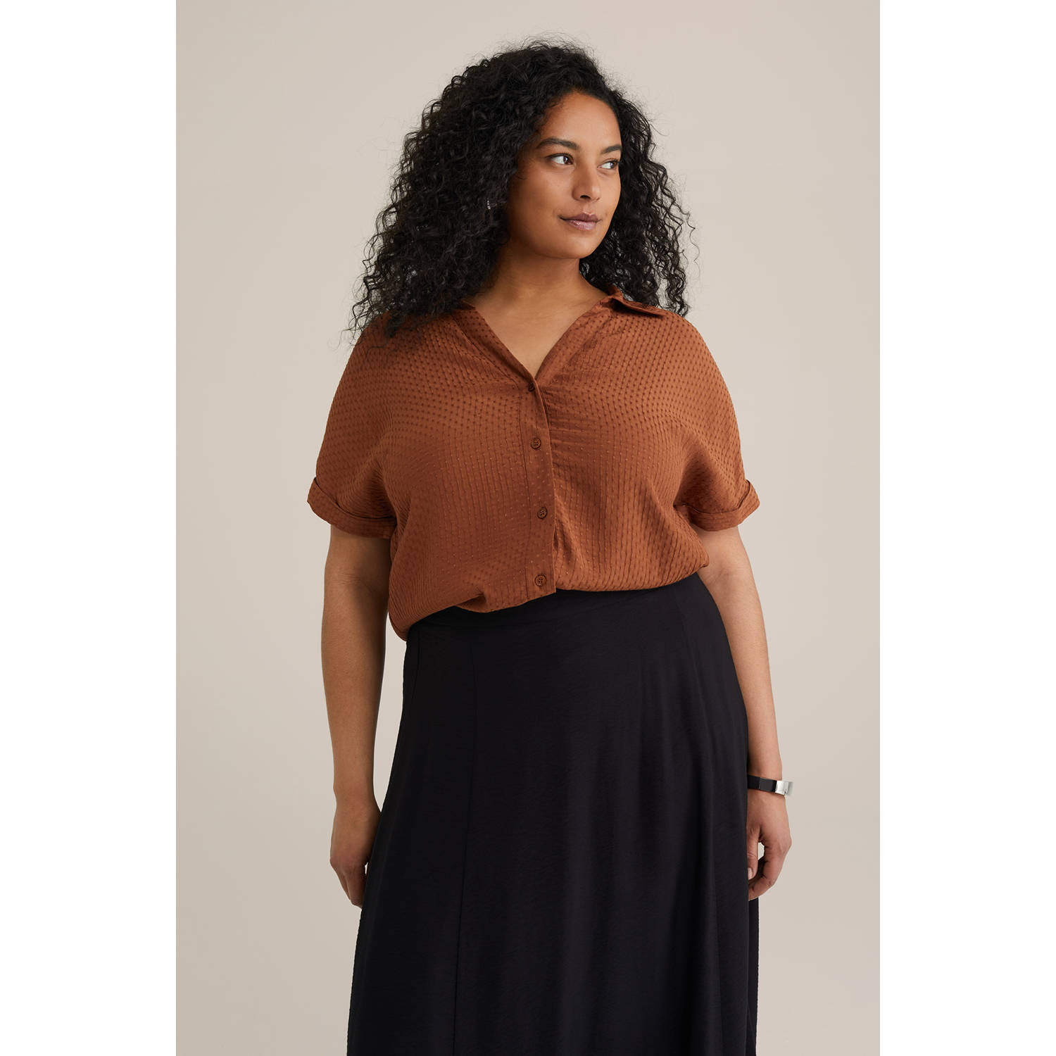 WE Fashion Curve blouse roodbruin