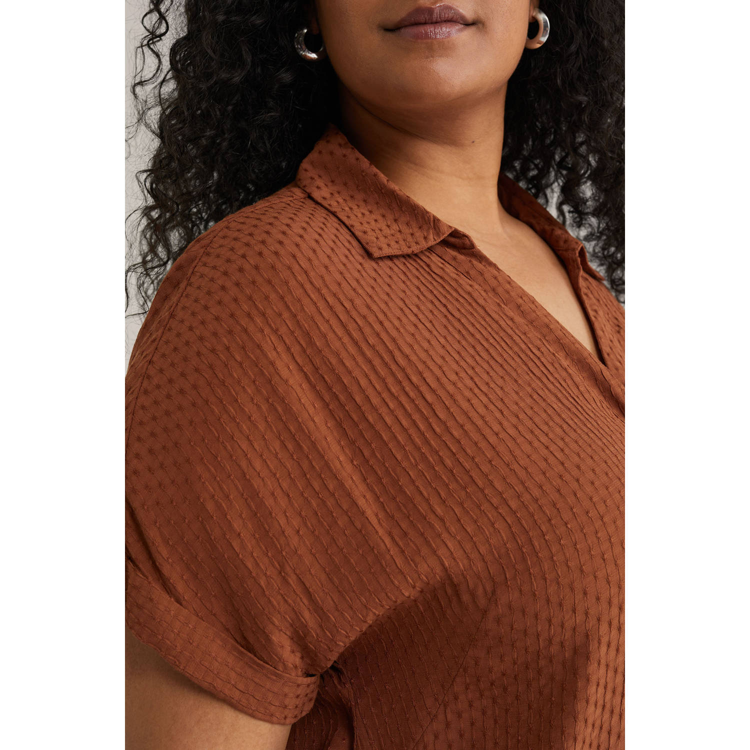 WE Fashion Curve blouse roodbruin