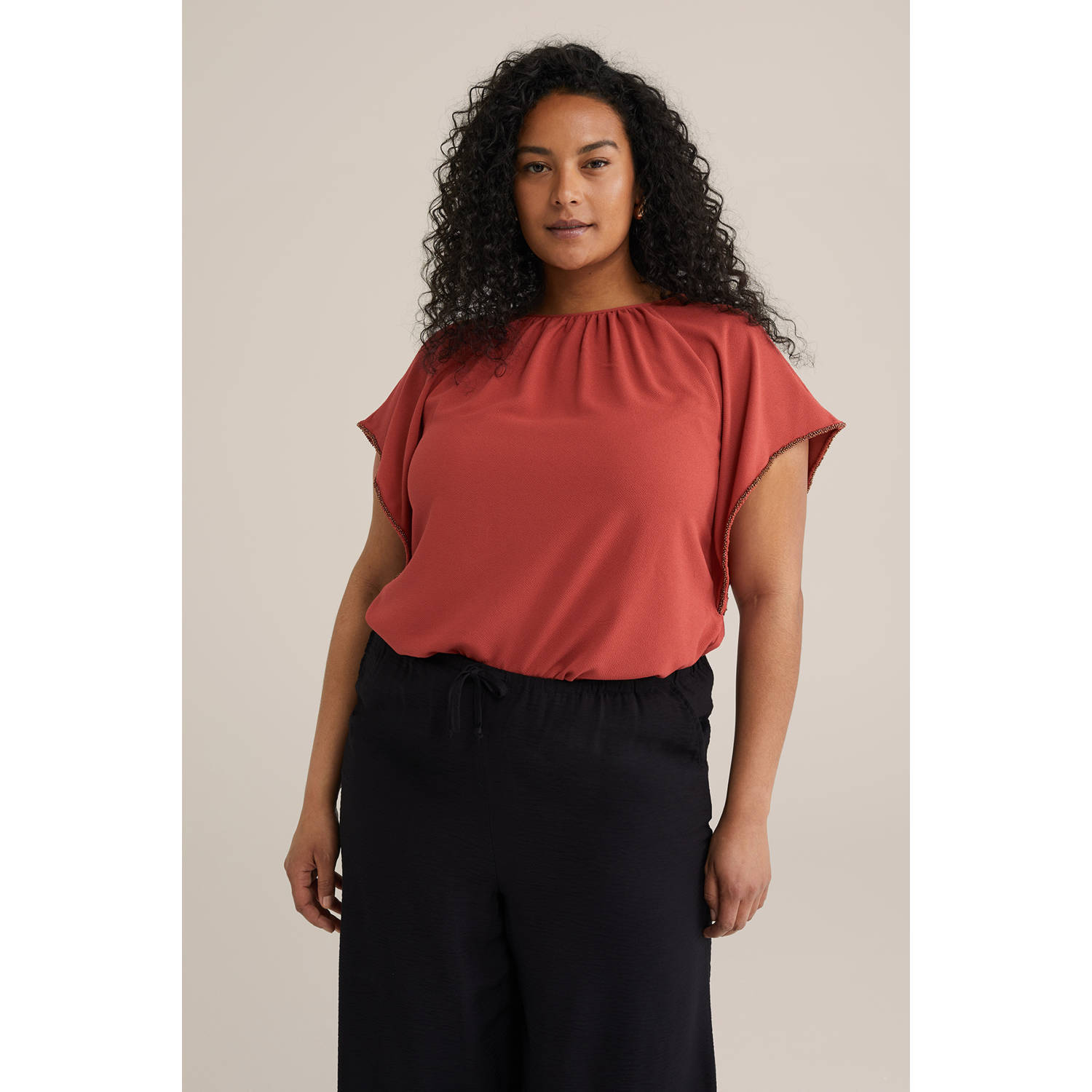 WE Fashion Curve blousetop donkerrood