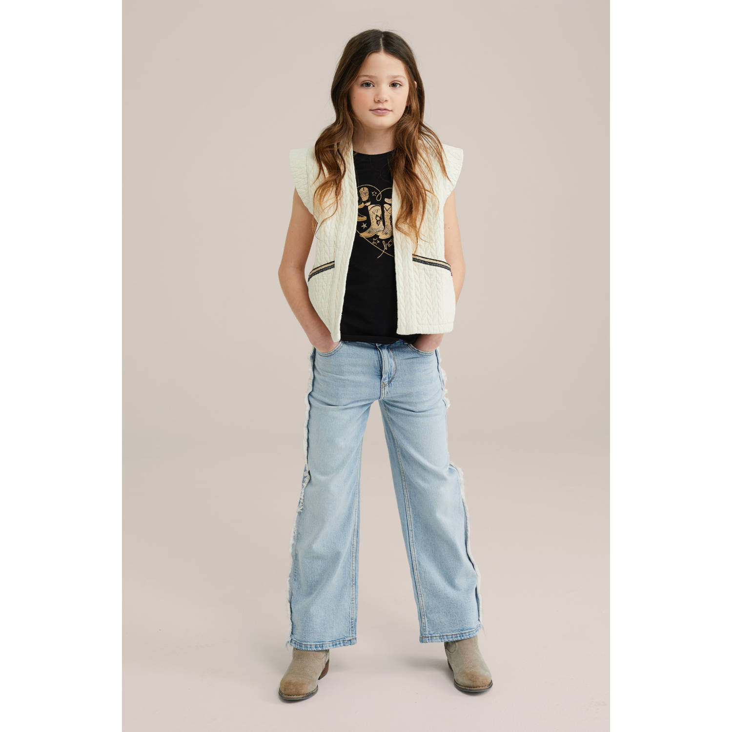 WE Fashion mouwloze top zwart