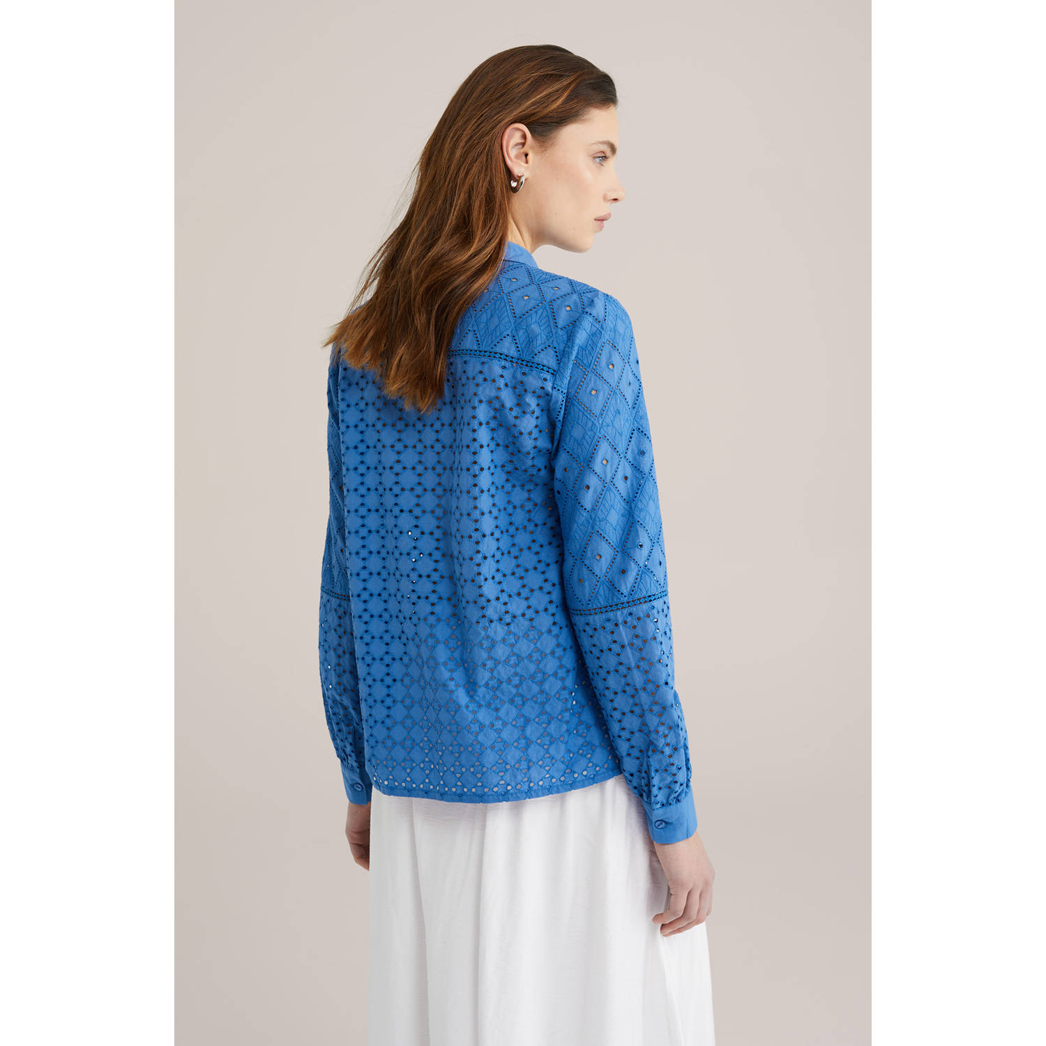 WE Fashion blouse blauw broderie