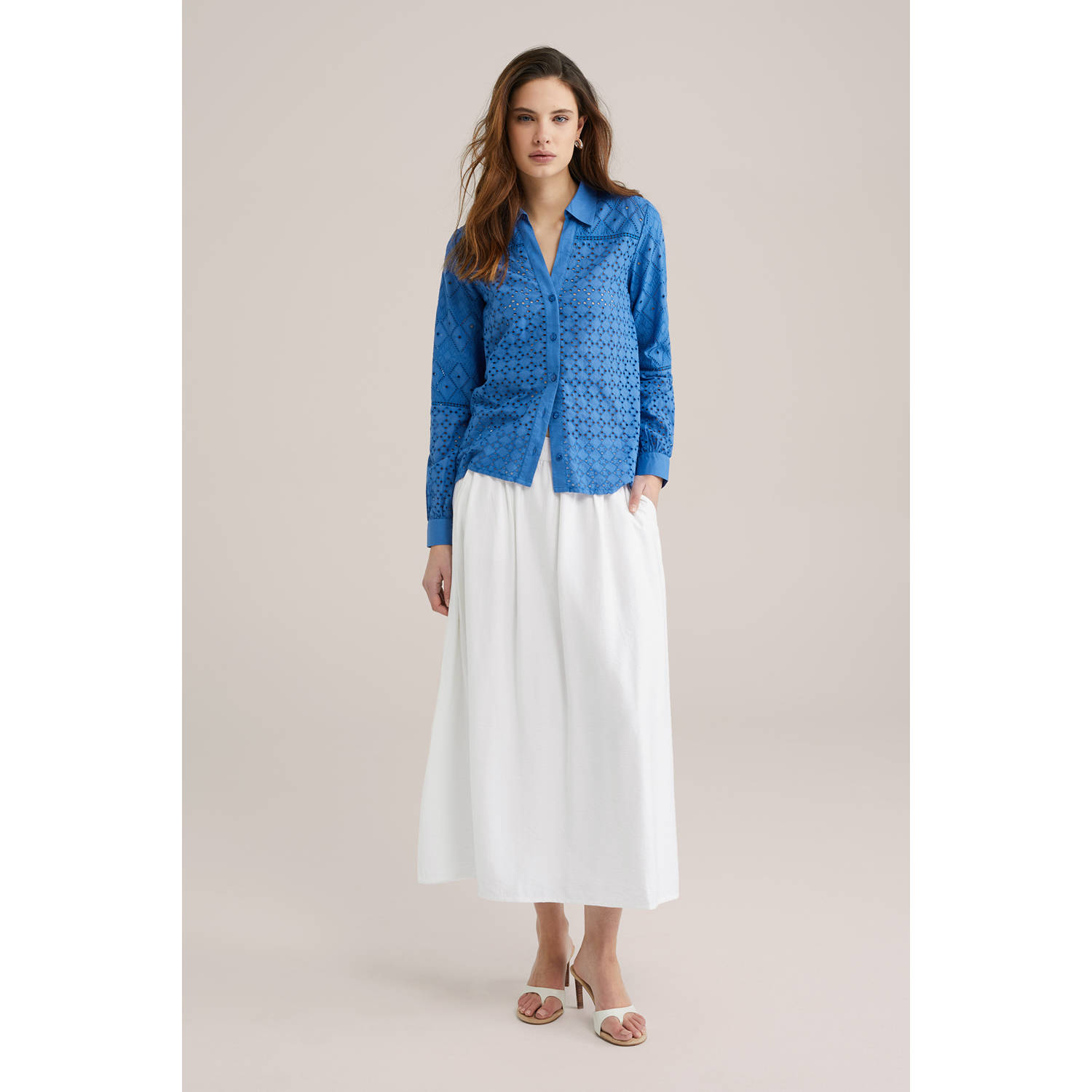 WE Fashion blouse blauw broderie