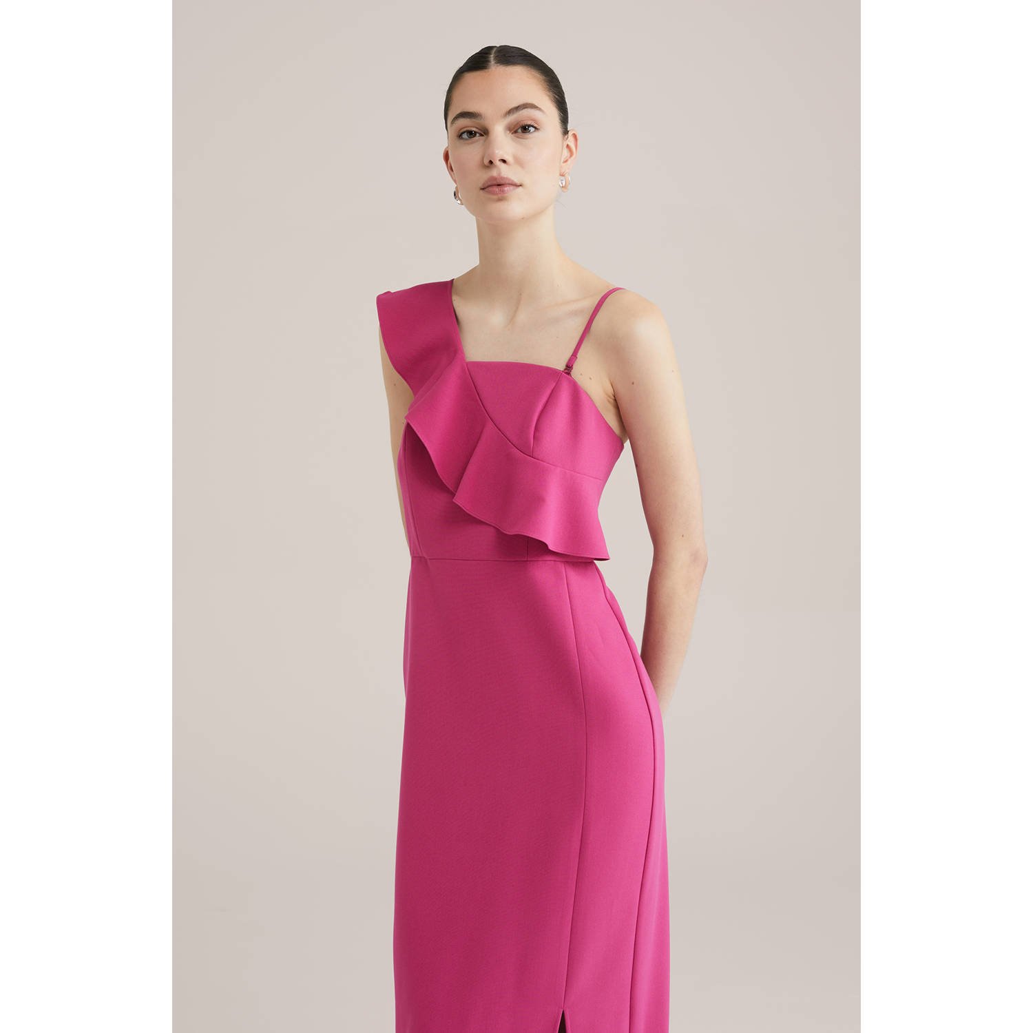 WE Fashion midi jurk fuchsia