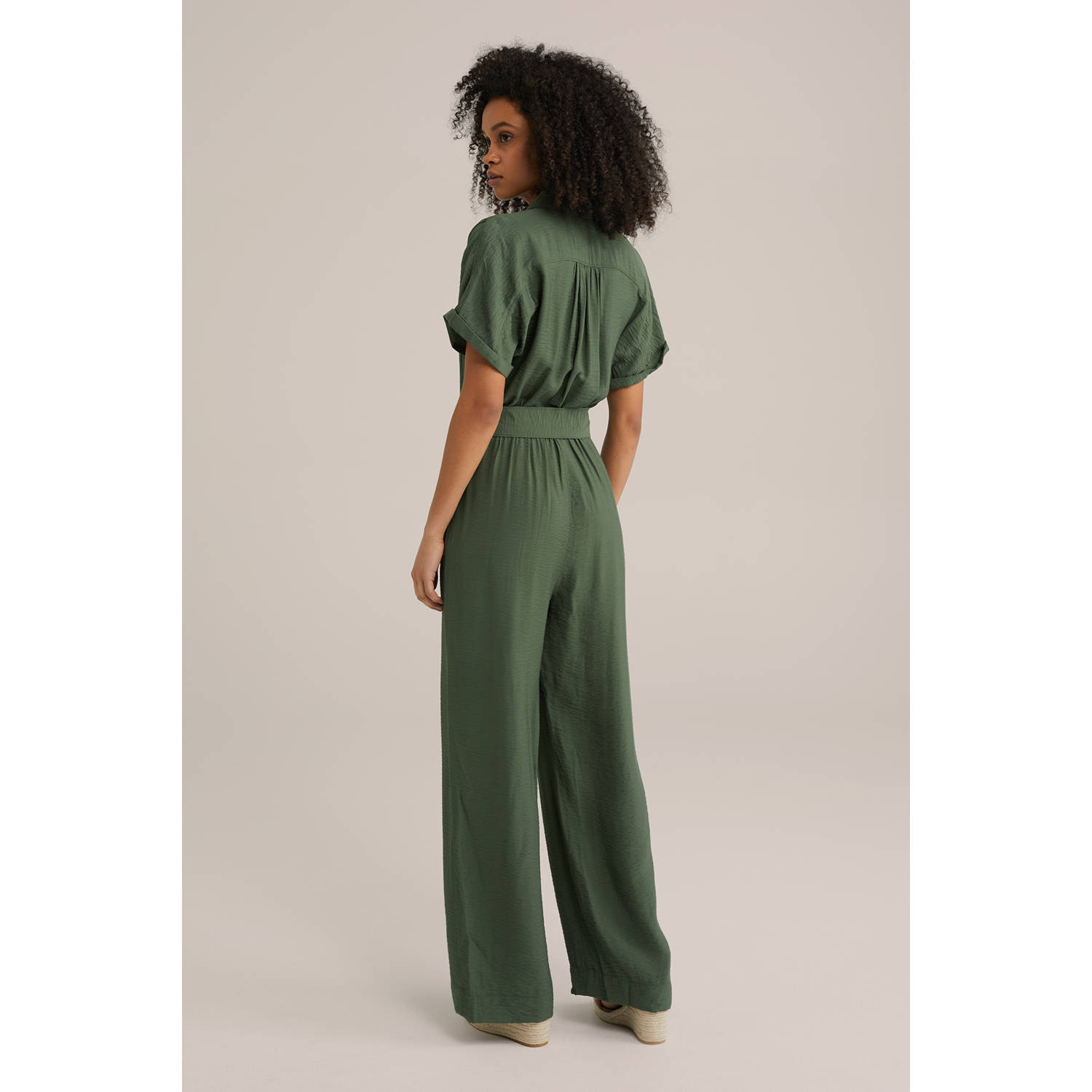 WE Fashion straight jumpsuit donkergroen