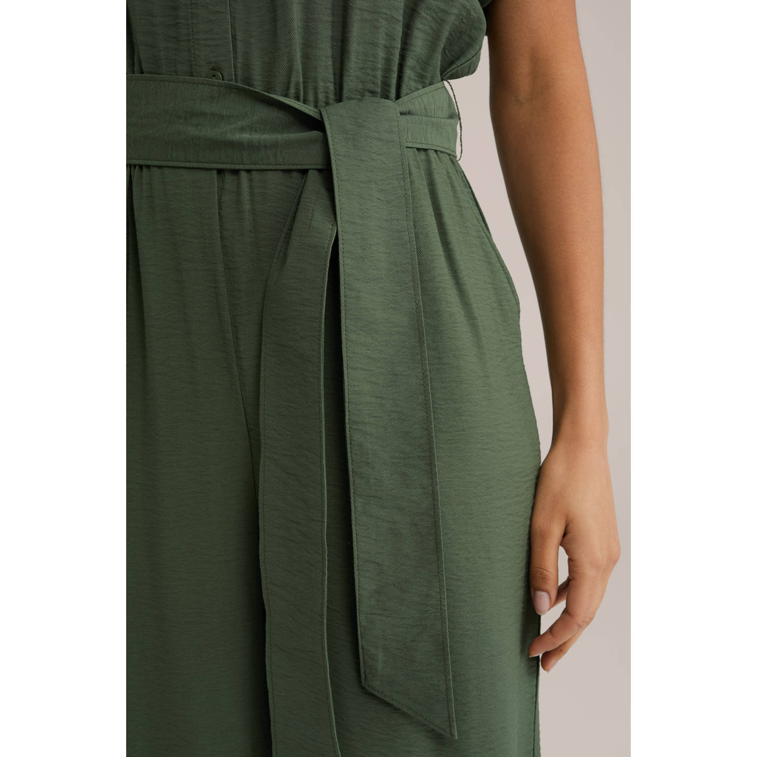 WE Fashion straight jumpsuit donkergroen