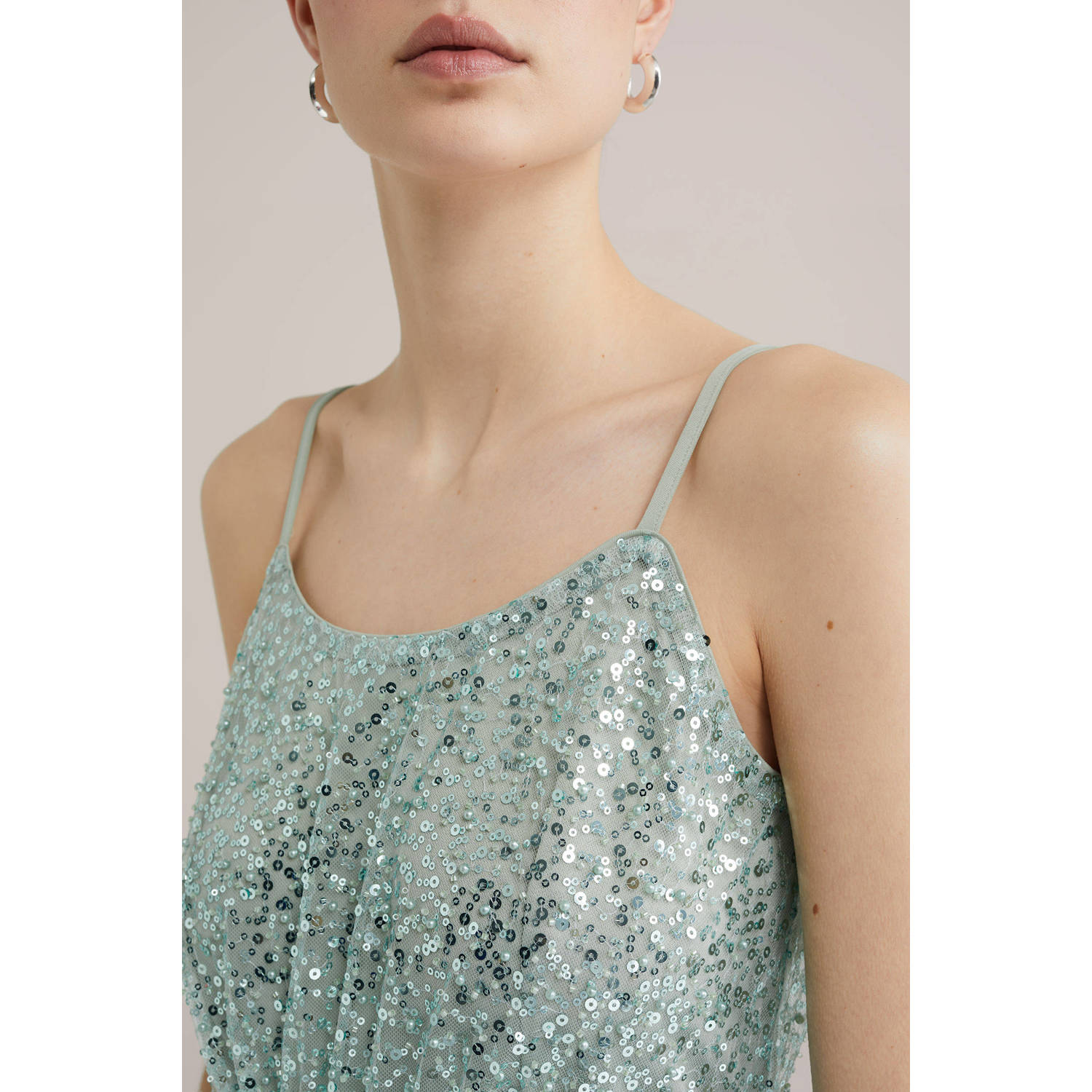WE Fashion galajurk met pailletten mintgroen