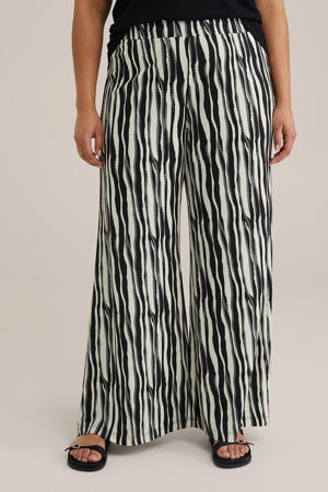 wide leg high waist broek zwart