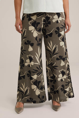 wide leg high waist broek kaki