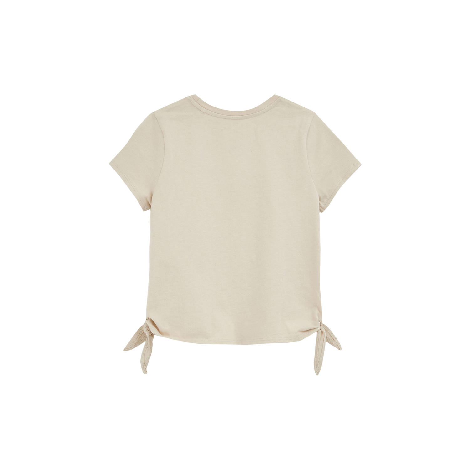 WE Fashion T-shirt beige met pailletten