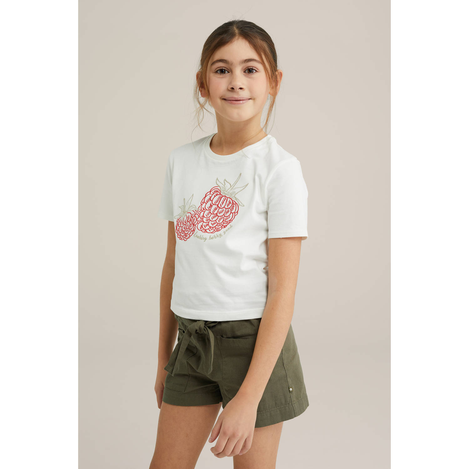 WE Fashion T-shirt wit met glitter