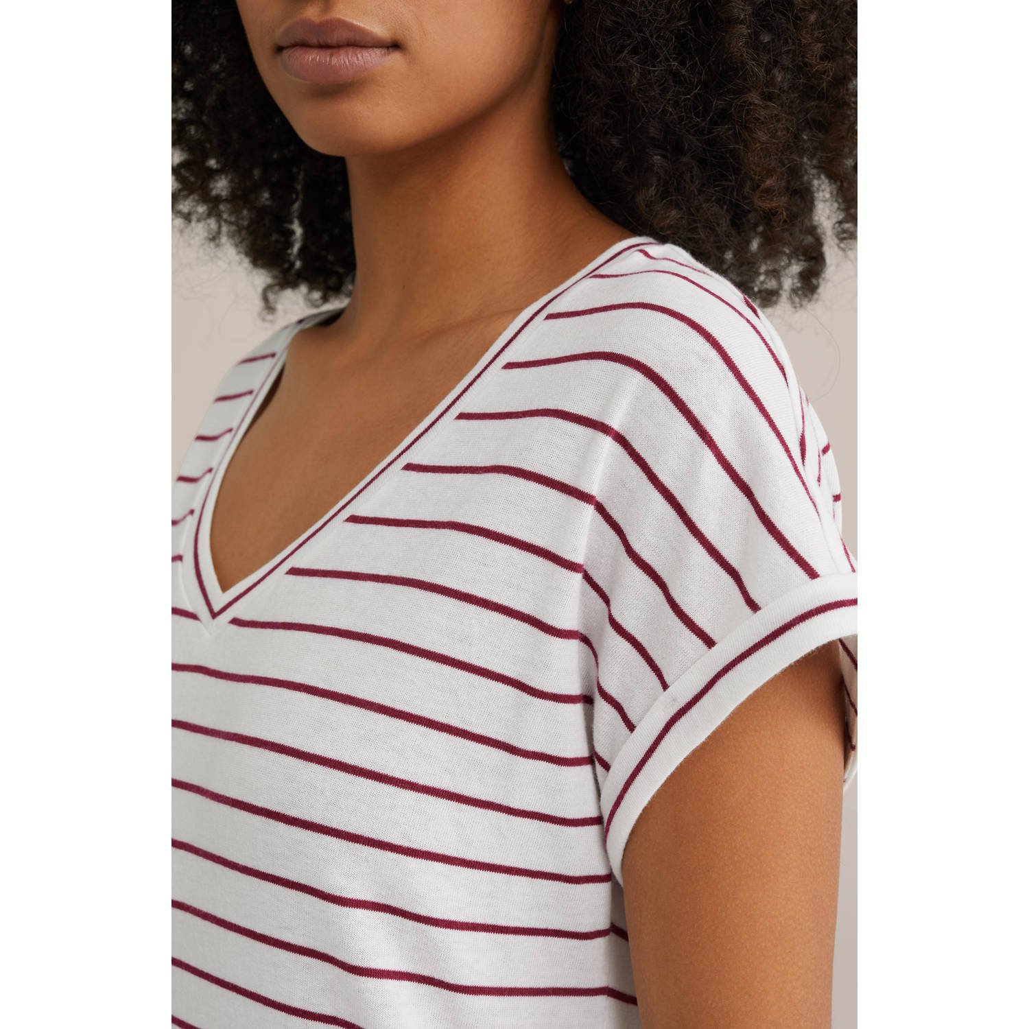 WE Fashion T-shirt ecru rood