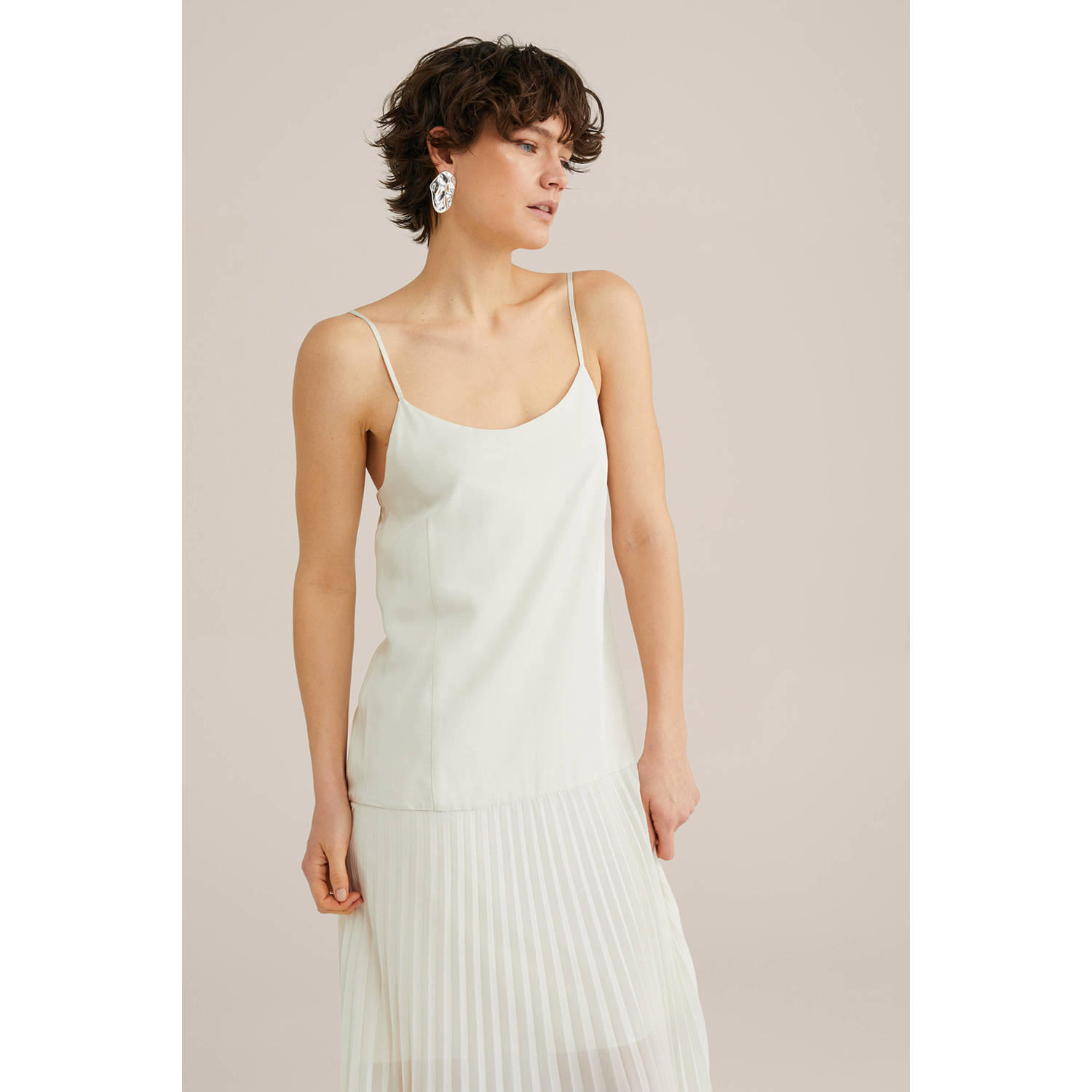 WE Fashion WE STUDIO zomerjurk ecru