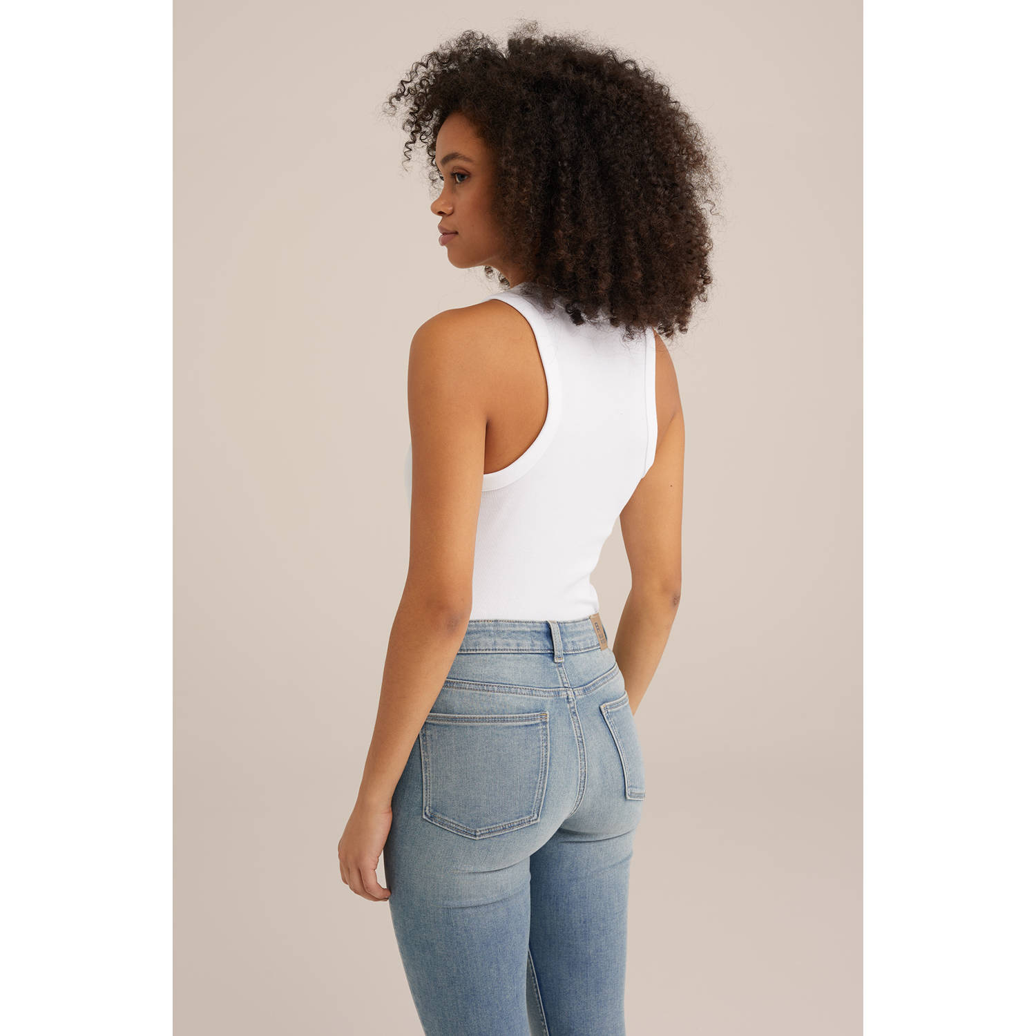 WE Fashion haltertop rib gebreid wit