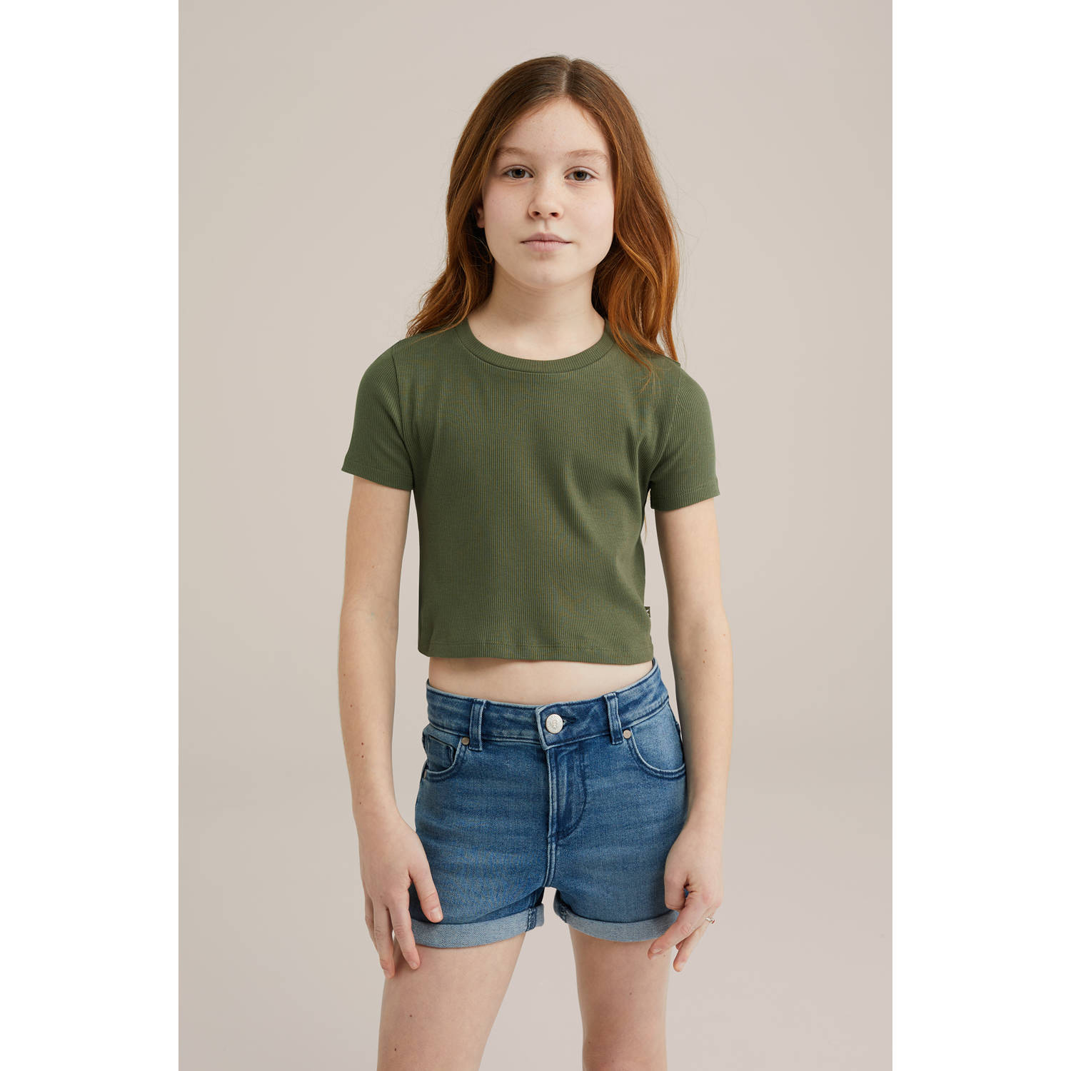 WE Fashion T-shirt donkergroen