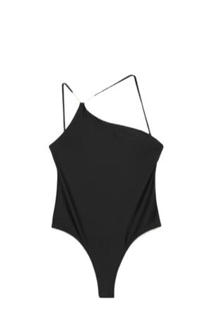 one shoulder badpak zwart