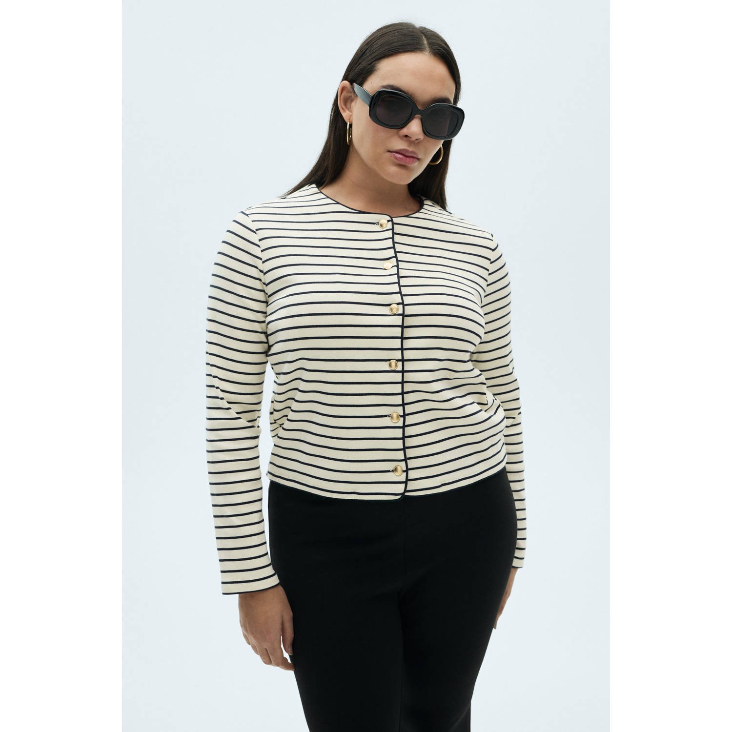 Mango gebreid vest ecru