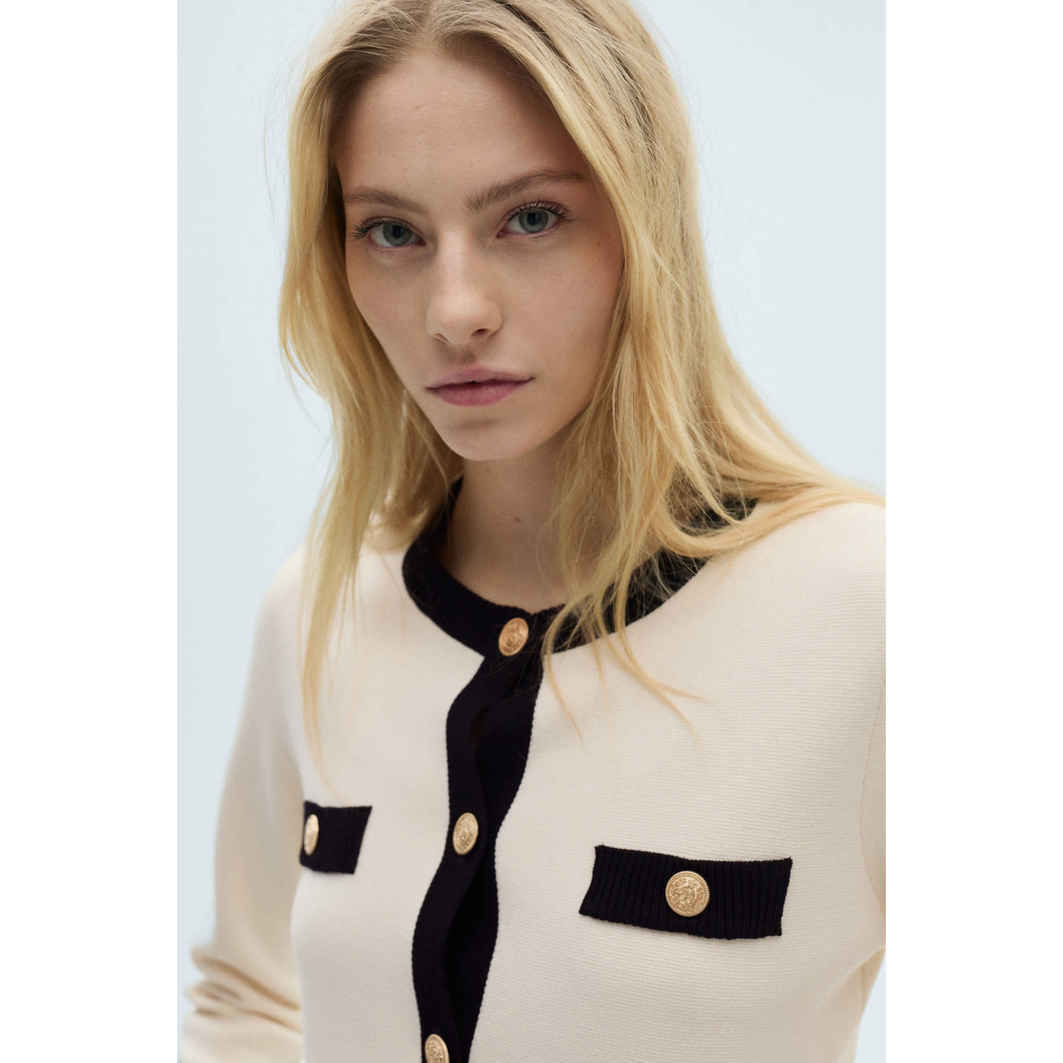 Mango gebreid vest ecru