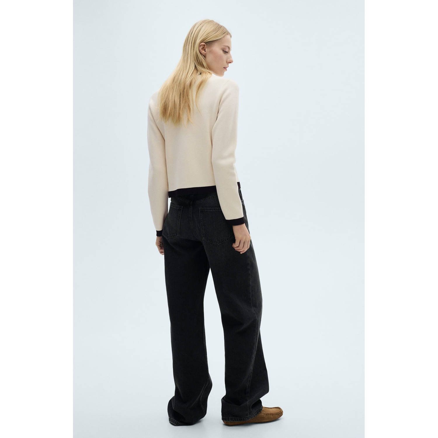 Mango gebreid vest ecru